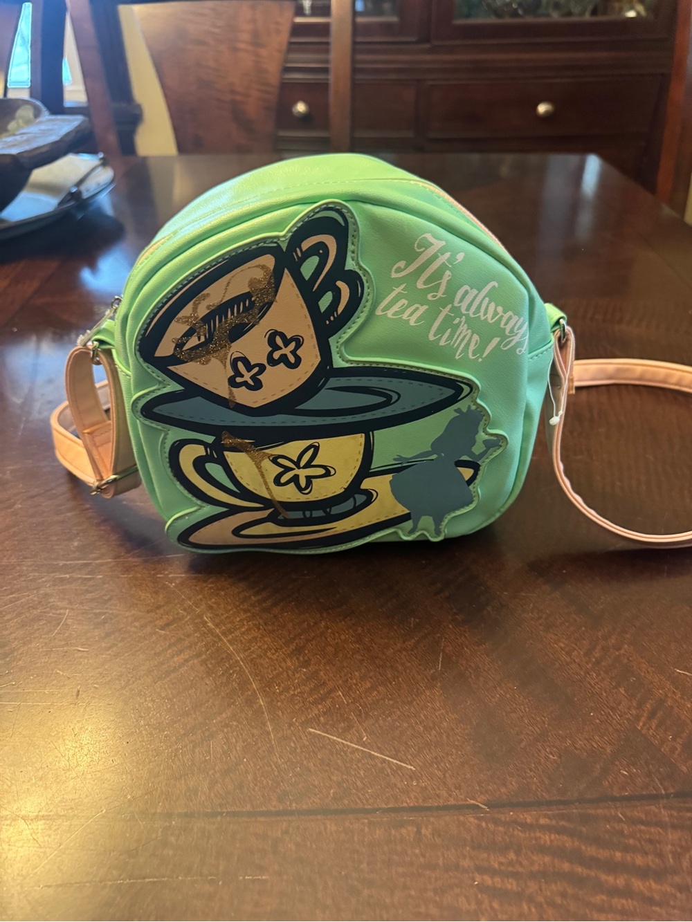 Disney Alice in Wonderland Tea Time Green Crossbody Bag